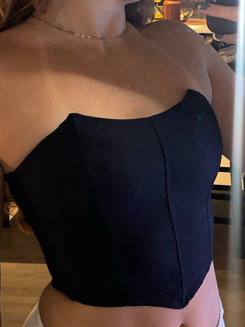 Black Structured Strapless Corset Top